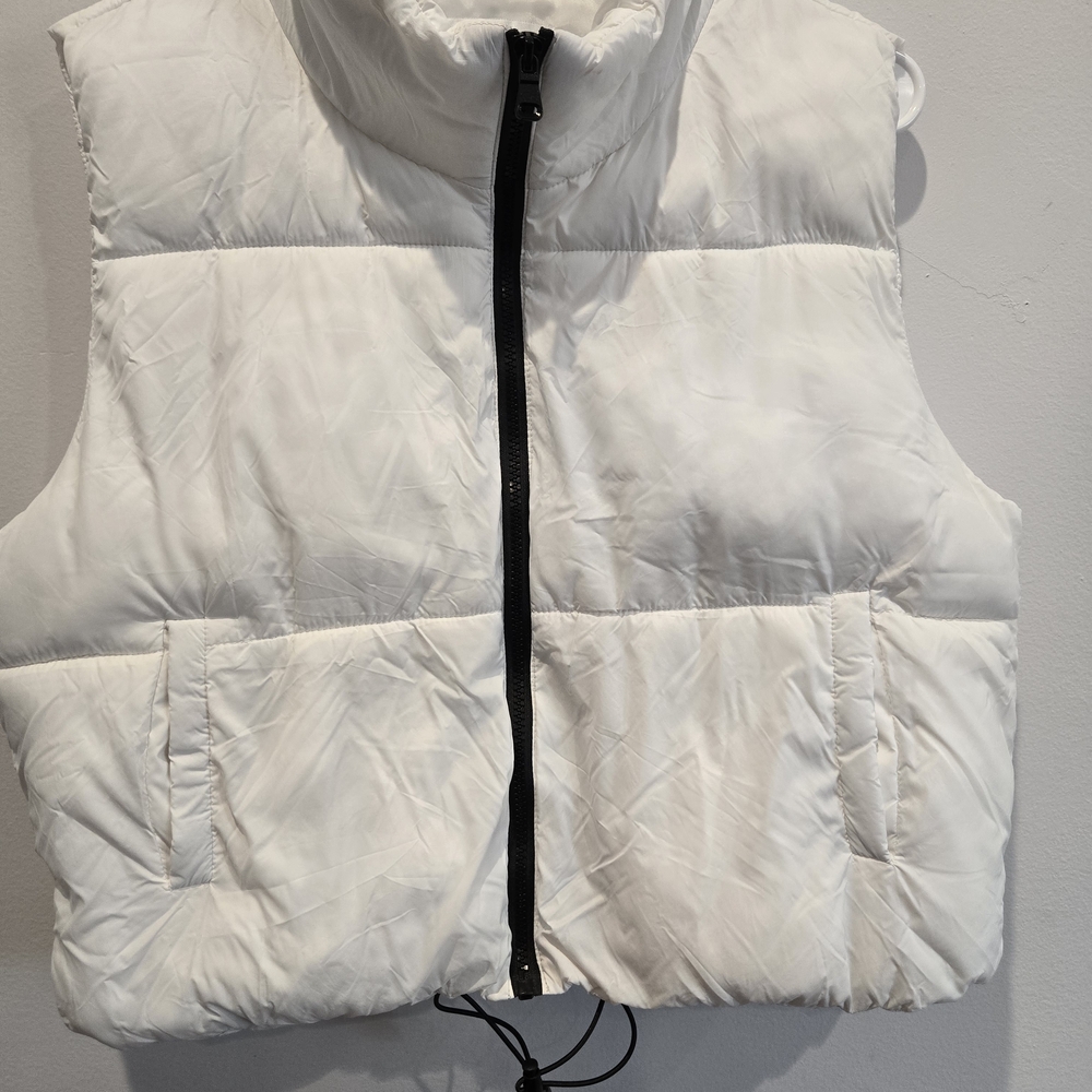Fashion Nova White Jacket with Black Logo